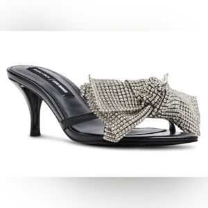 Brand new JESSICA RICH X AURORA KITTEN HEEL BOW DRESS SANDALS IN BLACK, US 8
